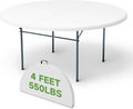 48 Inch Round Folding Table, Sturdy & Foldable Design, Heavy Duty 550lbs Capacity, Folding Dining Table for Camping, Picnic, Party, Dining