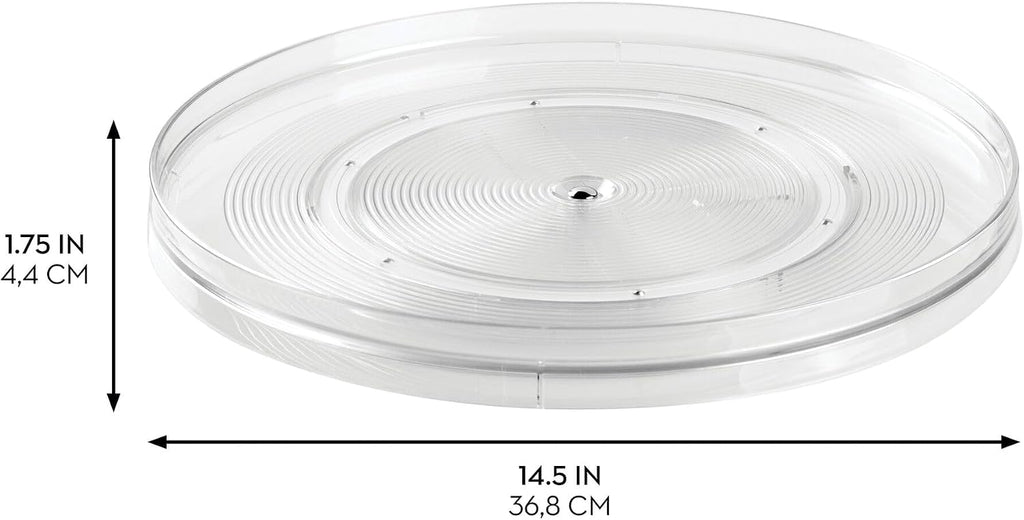 iDesign Plastic 14.5-Inch Round Lazy Susan Organizer for Kitchen or Pantry Storage - Set of 4 - Clear