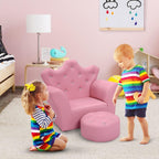 Toddler Chair, Toddler Chairs Comfy, Princess Kids Couch with Ottoman, Toddler Couch with Wooden Frame and PVC Leather, Kids Sofa for Girls and Boys, Ideal for Bedroom, Living Room