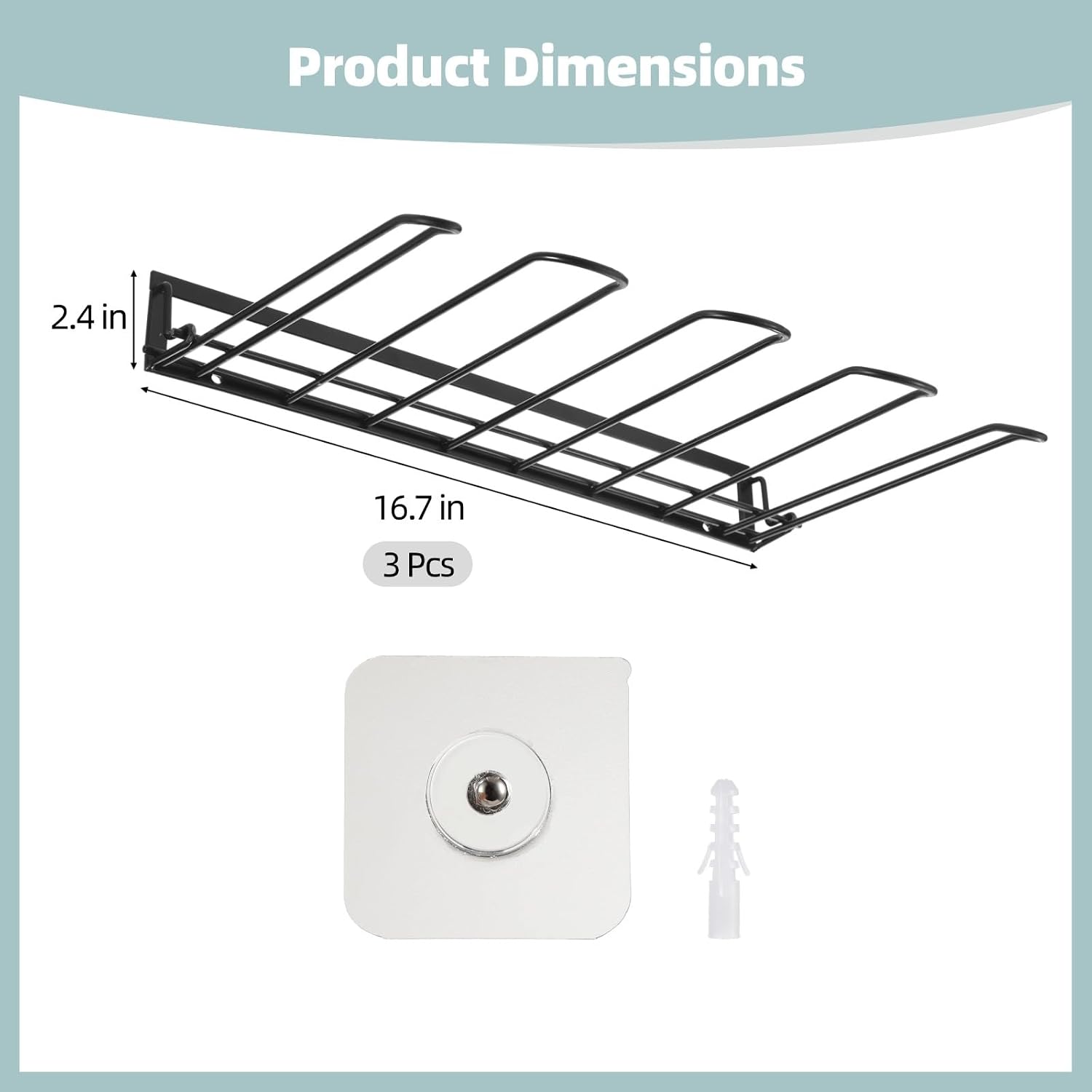 3 Pcs Boot Rack, Wall Mounted Boot Organizer for Closet, Iron Boots Hangers with Adhesive Hooks, Expansion Screws, Space-Saving Shoe Organizer for Entryway, Garage, Indoor Outdoor