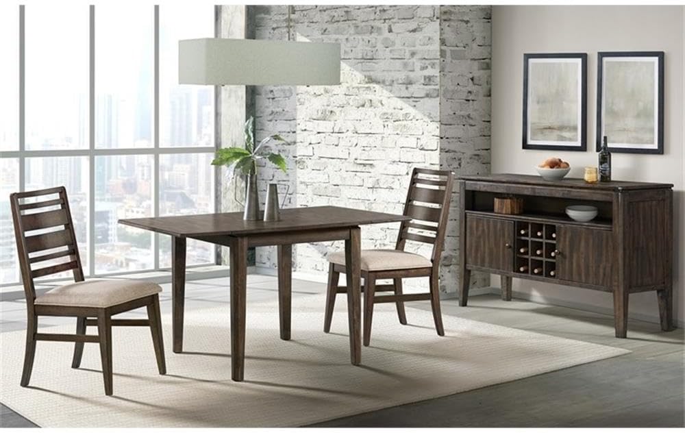Pemberly Row Contemporary Wood Drop Leaf Table, 50 x 36 x 30 in, Brushed Mango Finish, Solid Mango Hardwood, Hinged Drop Leaves, Square Legs, Versatile Accent Table for Dining or Living Room Use
