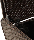 Brown PE Rattan Outdoor Storage Bench, Weatherproof Patio Furniture with Cushion, Garden Deck Box for Porch, 242.5 lbs Capacity Bench Seating