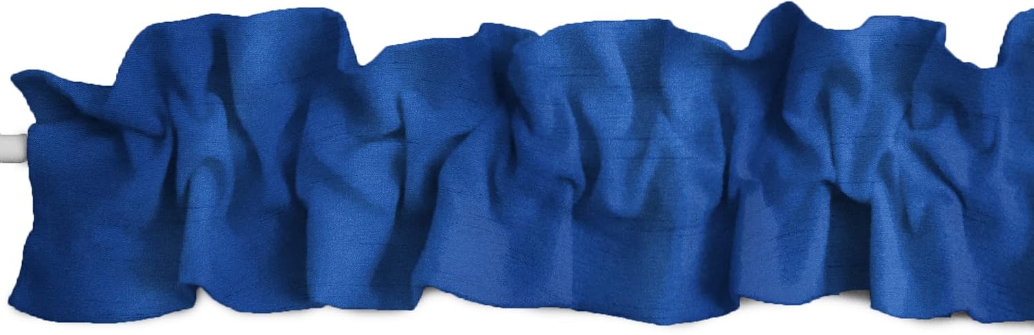 Zen Creative Designs Faux Dupioni Silk Sleeve Topper Window Valance Top Bottom Ruffle Home Décor Bedroom Nursery Kitchen Window (58" Wide x 5" Tall, Royal Blue)