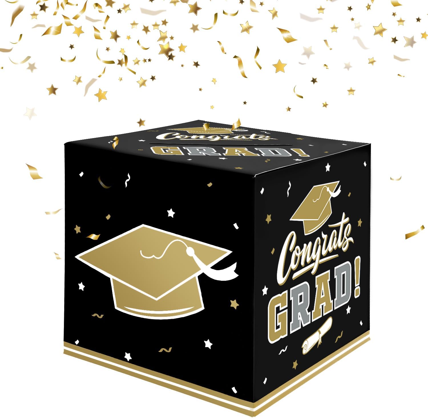 Gatherfun Graduation Decorations 2026 Graduation Box Graduation Card Box for Graduation Gift Graduation Party Favors Decor Party Supplies （Black and Gold）