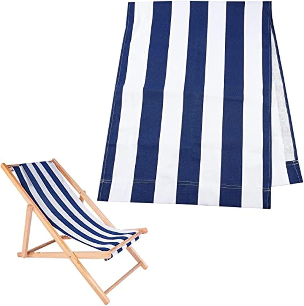 Sunloungers, Beach Sling Chair Replacement Canvas Blue and White Sling Chair Replacement Deck Chair Fabric for Sunbathing Courtyard