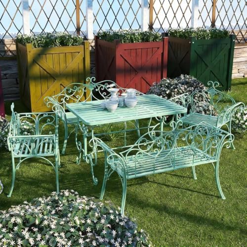 Cast Iron Garden Bench, All Weather Outdoor Patio Furniture, Multifunctional Compact Lounge Chair for Porch Balcony Bedroom Living Room