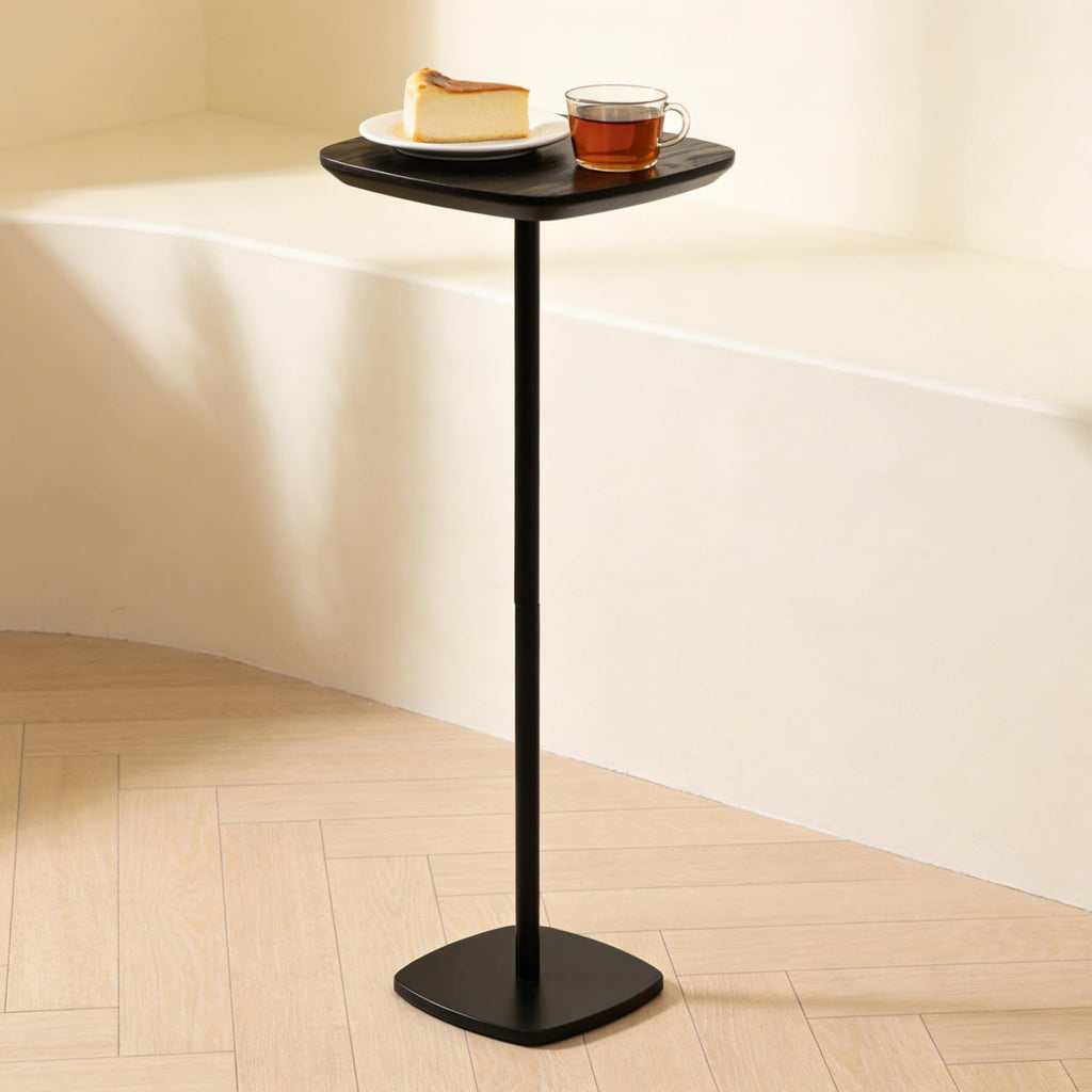 Pedestal Side Table, Small Drink Tables Pedestal Stand, Black Square Mini End Table, Cocktail Martini Coffee Tables, Tiny Side Table for Living Room,Small Spaces,Sofa,Couch