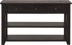 RuiSiSi 48” Console Table with 3 Drawers and 2 Shelves, Farmhouse Wood Sofa Table for Living Room, Entryway, Hallway, Distressed Black
