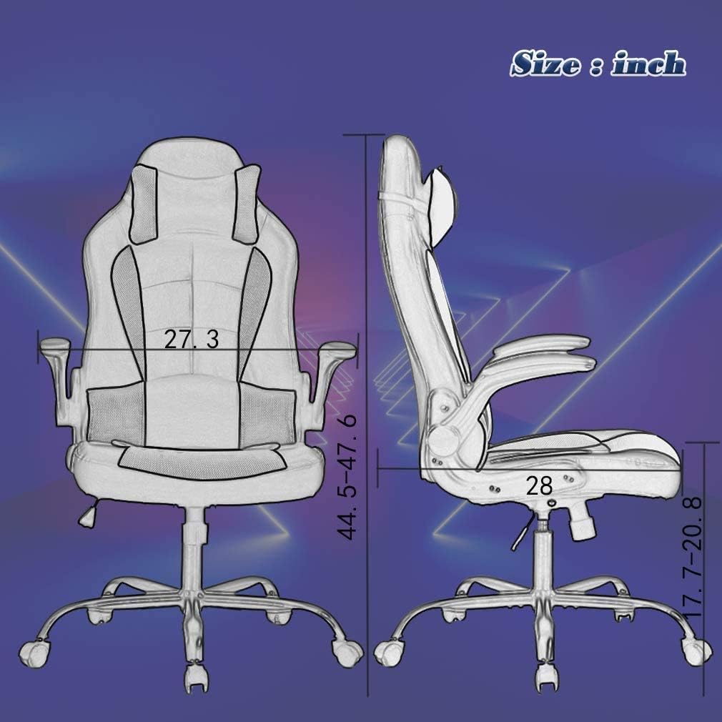 Meet Perfect Gaming Ergonomic Office Desk Chair - Leather Computer With Lumbar Support and Head Pillow - Modern Executive Adjustable Rolling Swivel Task for Home Office, Camo