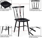 COSTWAY Dining Chair Set of 4, Farmhouse Windsor Chairs Dining Room Chairs with Spindle Back and Sturdy Metal Construction, Kitchen Side Chair for Living Room Restaurant, Black (Height 17'')