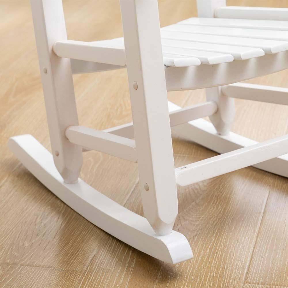 Toddler Rocking Chair Kids Child Wooden Small Baby Comfy Rocker Chairs Furniture for Nursery Bedroom Livingroom Outdoor Reading Room, Ages 3-6, Anti-Tip Design Safe & Sturdy White