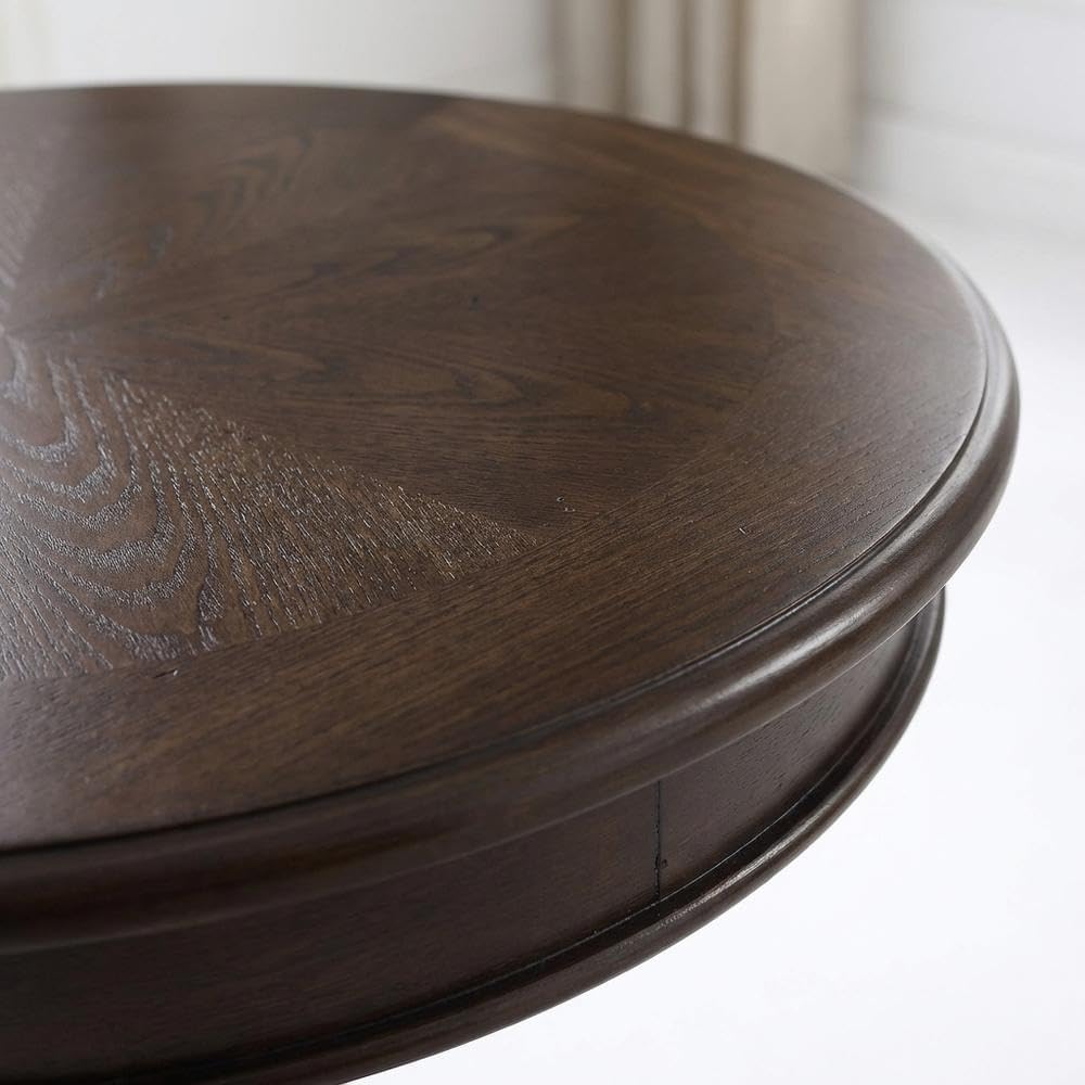 Furnifact Espresso, Pedestal Table, MDF Construction, Pedestal Base, Durable Home Design, Warm Stylish Finish, Quality Build for Home