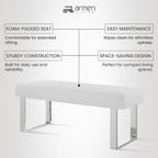 Armen Living Amanda Bench in White and Chrome Finish 48"x18"x19"