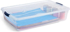 Rubbermaid Cleverstore 42 Quart Stackable Plastic Storage Bin with Lids for Garage, Closet, and Classroom, Clear, 4 Pack
