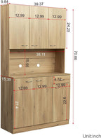 39.37" W Kitchen Pantry Cabinet, Freestanding Farmhouse Storage Cabinet with 6 Door and 1 Drawer, Tall Cupboard for Kitchen, Living Room, Dining Room and Bathroom, Rustic Oak