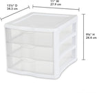 Sterilite 4-Pack 3 Drawer Unit, Stackable Plastic Organizer with Drawers, White Frame - Multi-Purpose Countertop Storage Containers for Office Supplies, Craft Rooms, Classrooms and Home Organization