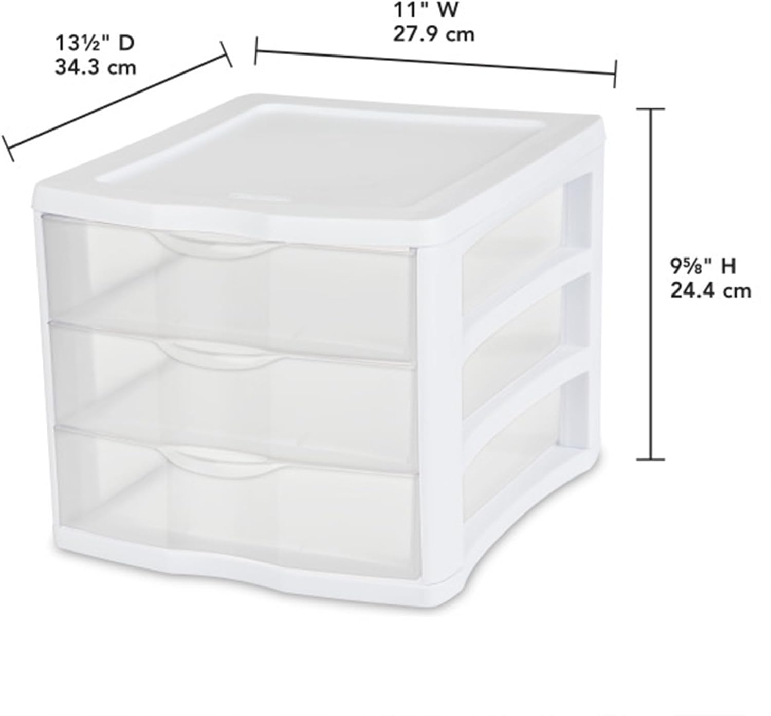 Sterilite 4-Pack 3 Drawer Unit, Stackable Plastic Organizer with Drawers, White Frame - Multi-Purpose Countertop Storage Containers for Office Supplies, Craft Rooms, Classrooms and Home Organization