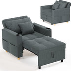 YODOLLA Sleeper Chair for Adults, 38" Extra Wide Convertible Chair Bed, Upgraded 3-in-1 Pull Out Single Sofa with Adjustable Backrest, Cup Holder for Living Room Apartment Small Space, Dark Grey