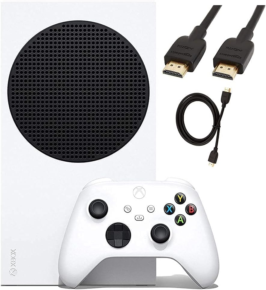 2021 Microsoft Series S 512 GB All-Digital Console (Disc-Free Gaming) with HDMI Cable Controller Bundle | White | Include：Xbox Wireless Controller White, Xbox Series S Console (Renewed)