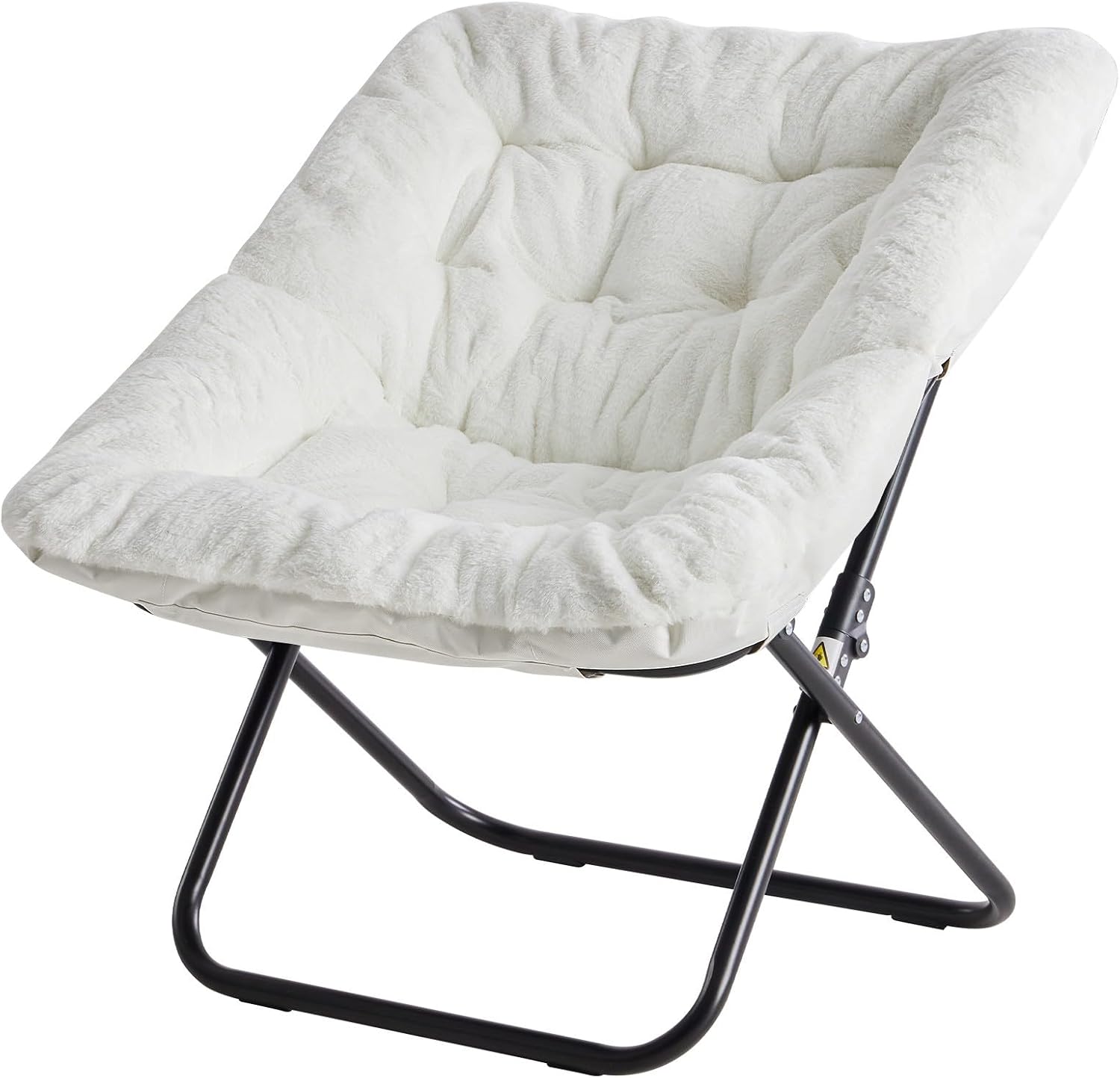 Comfy Saucer Chair, Faux Fur Disc Chair Foldable, Lounge Lazy Chairs for Living Room Bedroom Dorm, Reading Chair for Kids Adults Girls Teens, White
