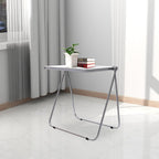 Foldable Side Table 27 Inch - Clear Tea Tinted Portable Desk｜Space-Saving Nesting Table w/Dual-Axle Joint｜Bedside End Table for Small Apartments & Home Office (NO-Transparency White)