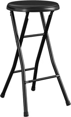 COSCO 24" Vinyl Padded Folding Stool, Multipurpose, Great for Small Spaces, Double Braced, Black, 4-Pack