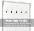 HOMCOM Hall Tree with Bench and Shoe Storage 3-in-1 Coat Rack Cream White | Slim Bench with Coat Rack, 4 Hooks, Flip Top Storage Compartment