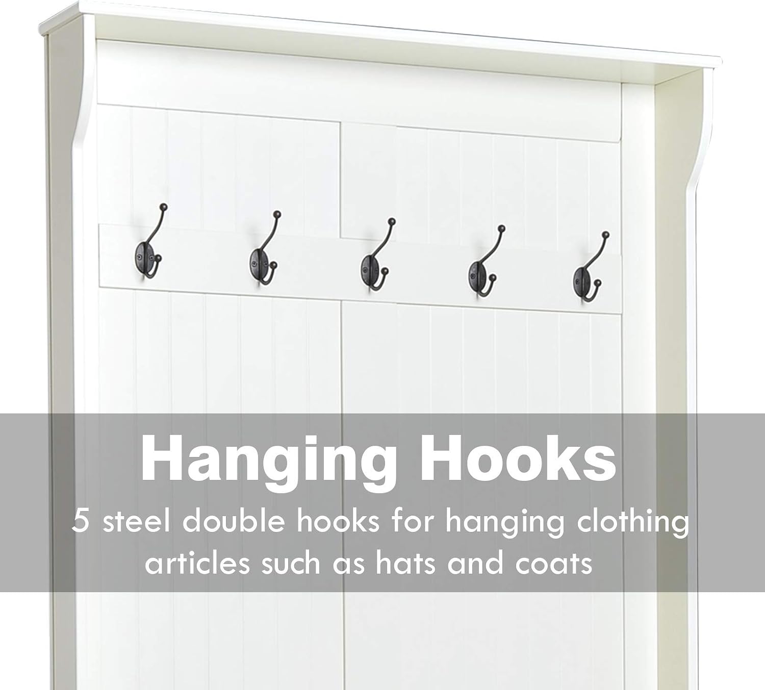 HOMCOM Hall Tree with Bench and Shoe Storage 3-in-1 Coat Rack Cream White | Slim Bench with Coat Rack, 4 Hooks, Flip Top Storage Compartment