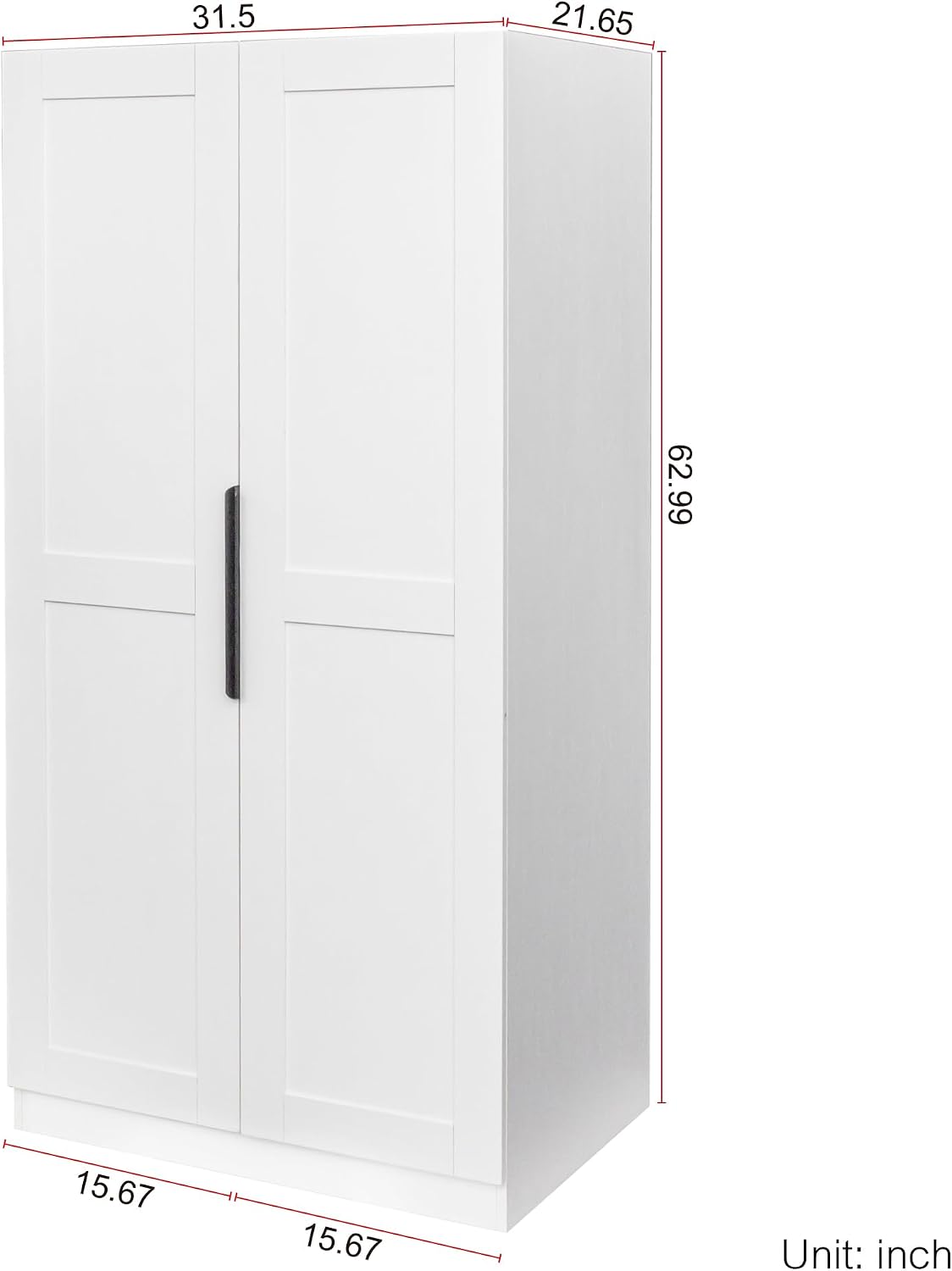 ZeHuoGe 62.99in Kitchen Pantry Cabinet, Freestanding Buffet Cupboards Sideboard with Doors & Shelves, Pantry Storage Cabinet for Kitchen, Living Room and Dinning Room (White)