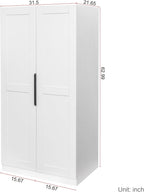 62.99" Freestanding Kitchen Pantry Cabinet, Multifunctional Storage Buffet with Shelves & Doors, Versatile Pantry Organizer for Kitchen, Dining Room or Living Room, Particle Board Construction, White