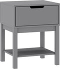 Flash Furniture Dallas Wood Nightstand Side Table, Kids Bedroom End Table with Storage Drawer and Shelf, Cutout Handle, Smooth Ball Bearing Slides, Gray