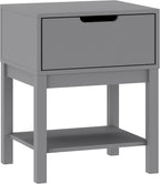 Flash Furniture Dallas Wood Nightstand Side Table, Kids Bedroom End Table with Storage Drawer and Shelf, Cutout Handle, Smooth Ball Bearing Slides, Gray