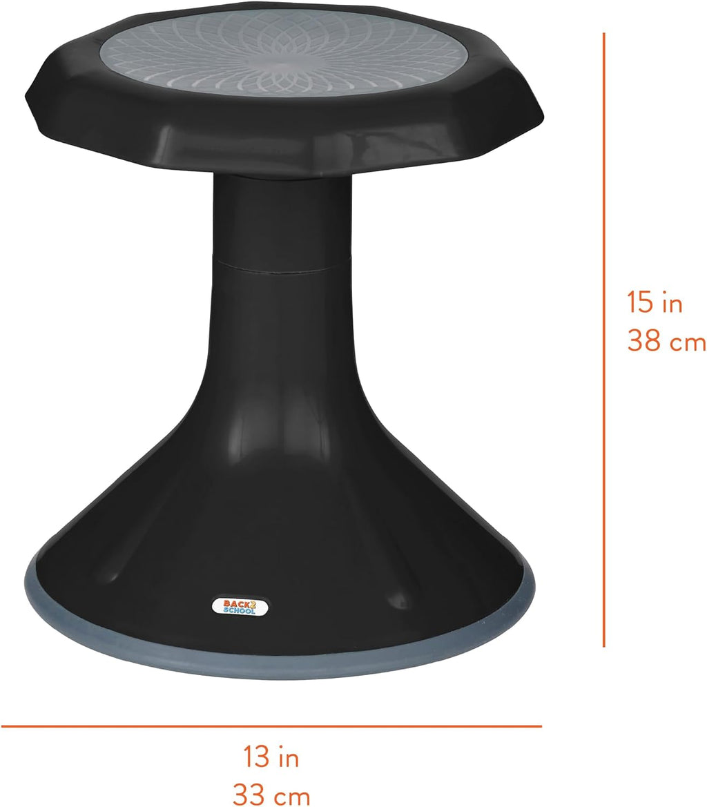 Back2School Express Wobble Sensory Stool, 15in Seat Height, Flexible Seating, Black