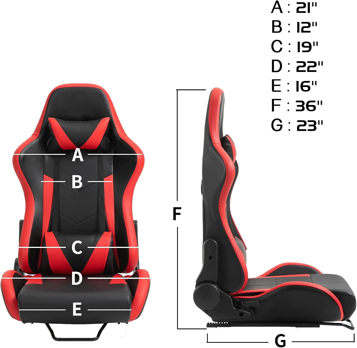 Marada Racing Seat with Double Lock Slip for Racing Wheel Simulator Stand Cockpit, Adjustable Cloth Red with Installed Parts