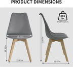 SHGJ&SOFT Modern Dining Chair Set of 4, PU Leather Kitchen Chair with high Back, Tulip Chair with Solid Wood Legs with Cushion and Back Cushion for Living Room Bedroom Dining Room (Gray, 4 PC)