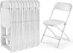 DUMOS Folding Chairs Sets of 20, 330lbs Capacity Plastic Stackable Home Office Chair, Portable Fold Up for Indoor Outdoor, Patio, Camping, Garden, Party, White