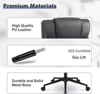 Executive Office Chair with Thicken Armrest, Ergonomic Home Office Desk Chair with Lumbar Support, Upholstered PU Leather Computer Gaming Chair for Home/Office, Black
