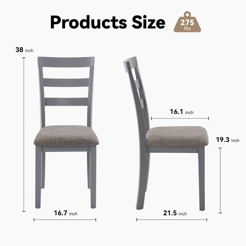 Dining Chairs Set of 2, Wooden Upholstered Kitchen Chairs with Solid Wood Legs & High Ladder Back, 275lbs Capacity, Comfortable Farmhouse Style Kitchen Chairs for Dining Room, Dark Brown