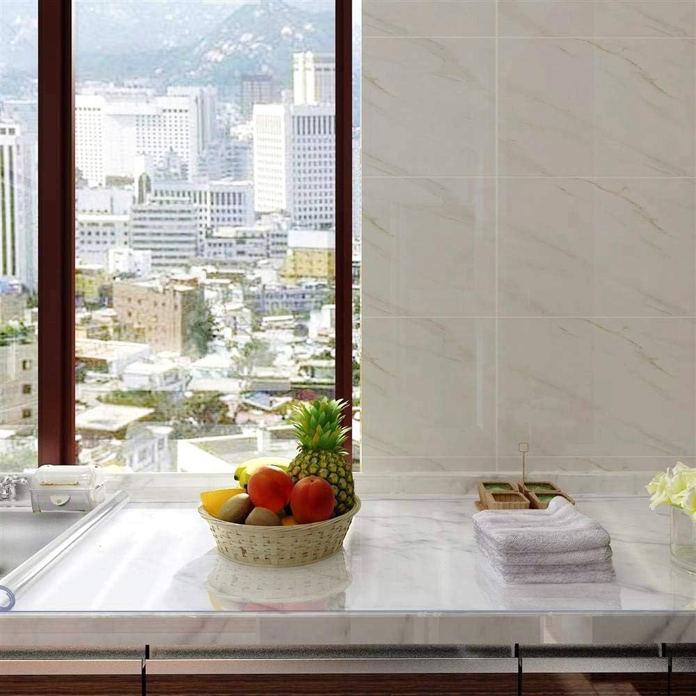 NECAUX Clear PVC Table Cover Protector 24 x 40 Inch 1.5mm Thick | Scratch Resistant Spill Protection Easy Maintenance Flexible Material for Home Office Tables Workspaces and Counters