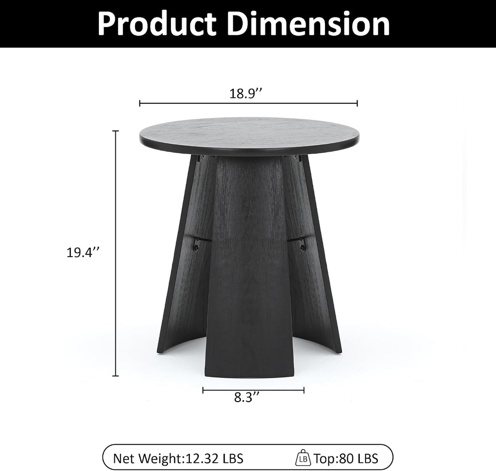 Round Coffee Table for Living Room,18" Modern Small Bentwood Night Stand End Table with Storage,Side Table for Apartment