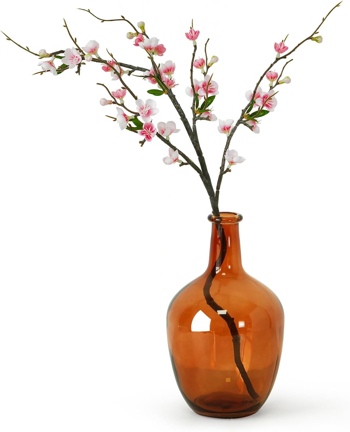 Bfttlity Clear Glass Vase Tall Farmhouse Vase for Branches Glass Vases for Centerpieces in Home Decoration (S-Amber)