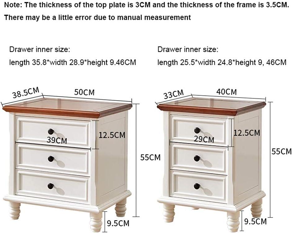 Nightstand Simple Modern Solid Wood Bedside Storage Cabinet with 3 Layers of Drawers And 4 Wooden Feet Bedroom Light Luxury Bedside Table Needed