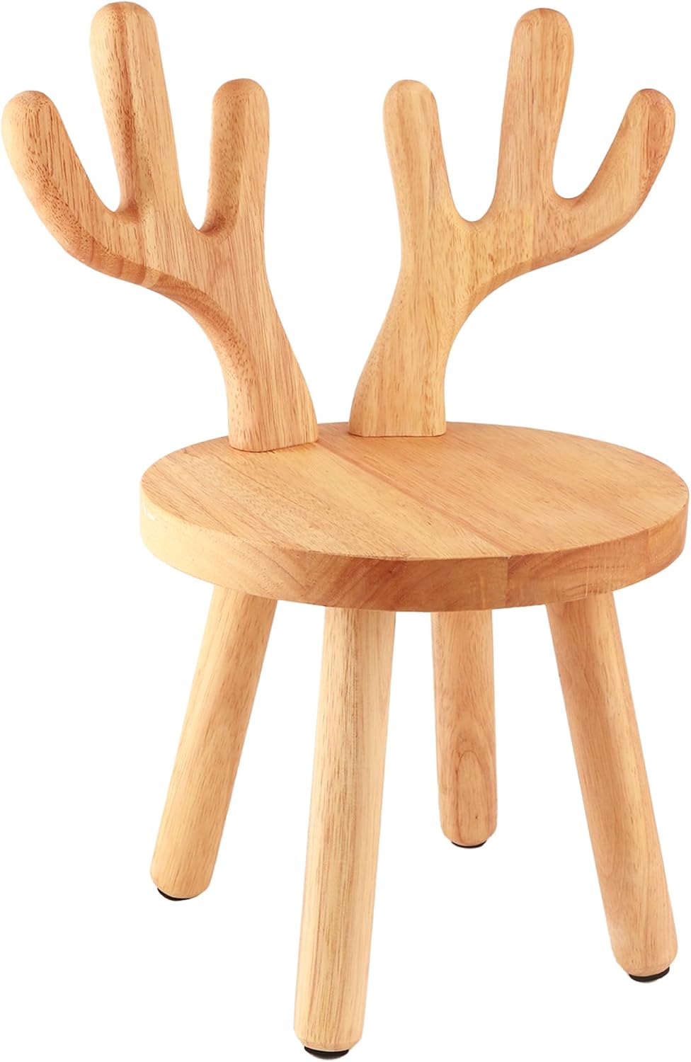 Wooden Toddler Chair, Kids Step Stool & Kids Chair for Table, 1-6 Years Solid Rubber Wood Desk Chair with Deer Antlers Backrest, CPC Certified, Safe & Sturdy for Home Playroom Classroom（1 Pack）