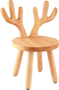 Wooden Toddler Chair, Kids Step Stool & Kids Chair for Table, 1-6 Years Solid Rubber Wood Desk Chair with Deer Antlers Backrest, CPC Certified, Safe & Sturdy for Home Playroom Classroom（1 Pack）