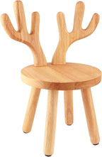 Wooden Toddler Chair, Kids Step Stool & Kids Chair for Table, 1-6 Years Solid Rubber Wood Desk Chair with Deer Antlers Backrest, CPC Certified, Safe & Sturdy for Home Playroom Classroom（1 Pack）