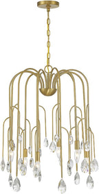Savoy House 1-6686-6-127 Anholt Art Deco-Inspired Modern Vintage Clear Crystal Drop Chandelier, 6-Light 360 Total Watts, 28" H x 23" W, Noble Brass