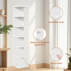 IBUYKE 7 Tier Wall Shelf Unit Floating Shelves with LED Lights,Lack Shelf for Wall Storage,Wall Mounted Vertical Display Shelf for Bedroom,Office,Bathroom White WBC017W