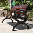 Patio Benches for Outdoors Park Chair Outdoor Bench Courtyard Double Backrest Plastic Wood Leisure Seat Iron Art Garden Benches for Outdoors