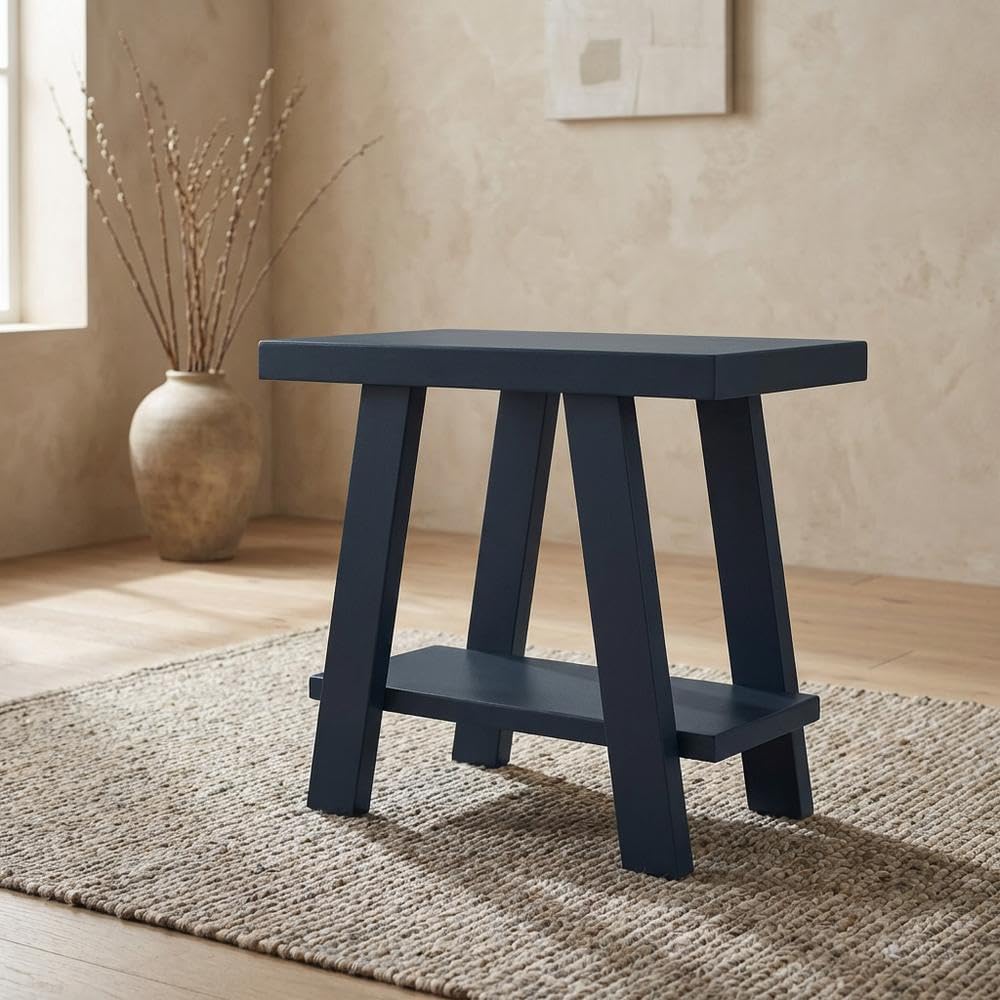 Furnifact Navy Blue, Side Table, Manufactured Wood Construction, Open Shelf, Durable Home Design, Warm Stylish Finish, Quality Build for Home