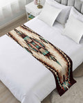 Abstract Aztec Bed Runner Scarf King Size,Southwest Geometric Retro Native American Luxury Bed Throw Runners & Scarves for Twin Full Queen King Foot of Bed Bedroom Hotel Wedding Decoration,94"x20"